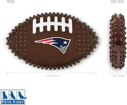 NFL New England Patriots Mega-chew Hard Nylon Bacon-flavored Dog Bone Football Chew Toy Interactive Tasty Fun Dog Chew Toy. Indestructible Strong Durable Chew Toy Tough Pet Toys for Aggressive Chewers