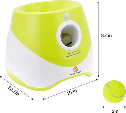 Elevon Automatic Dog Ball Launcher, Indoor/Outdoor Interactive Dog Toy with Three Ranges, Includes 6 Mini Tennis Balls and a Data Line, Suitable for Small and Medium-Sized Dogs, Green