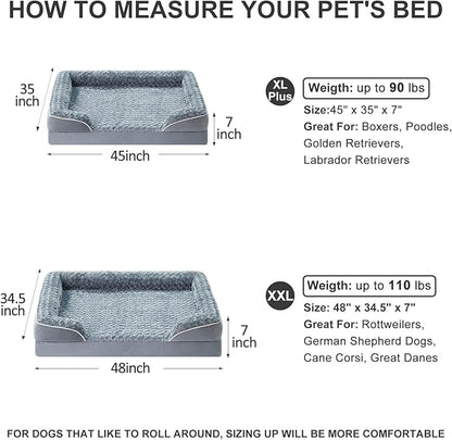WNPETHOME Dog Beds for Large Sized Dogs, Washable Orthopedic Dog Couch Sofa Bed with Waterproof Lining & Non-Skid Bottom for Pet Sleeping