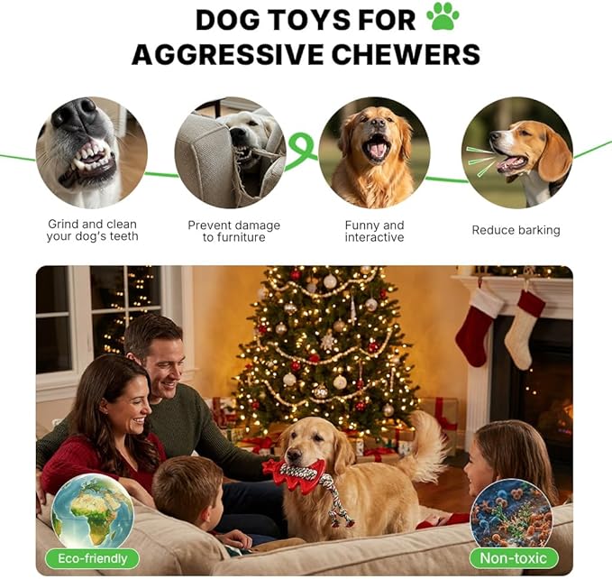 Festive Star-Shaped Dog Chew Toy with Durable Rope - Indestructible Dog Toy for Aggressive Chewers, Interactive Holiday Pet Gift
