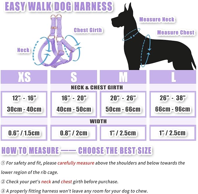 Soft Leather No Pull Dog Harness - Adjustable Step in Dog Harness with Rose Gold Heavy Duty Metal Buckle, Freedom Nylon Dog Halter Vests for Small Medium Large Dogs Easy Walking Training (Purple,S)