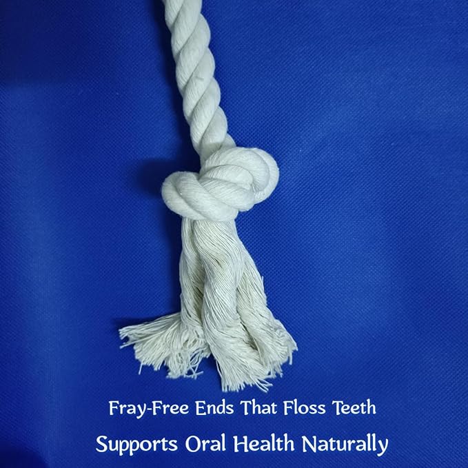 35" Dog Tug Toy – 5-Knot Durable Cotton Rope for Medium & Large Dogs (22–88 lbs), Washable Chew & Tug Toy for Interactive Play, Dental Cleaning, Indoor & Outdoor Use, White