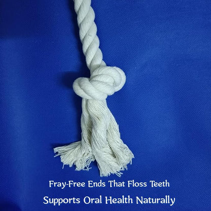 35" Dog Tug Toy – 5-Knot Durable Cotton Rope for Medium & Large Dogs (22–88 lbs), Washable Chew & Tug Toy for Interactive Play, Dental Cleaning, Indoor & Outdoor Use, White