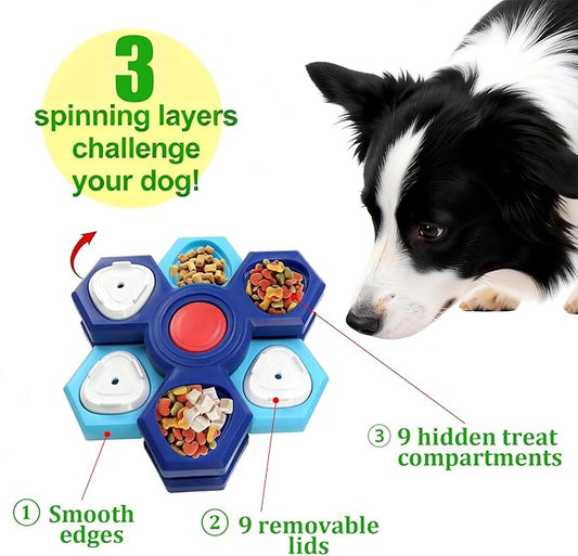 Dog Slow Feeder - Interactive Dog Food Puzzle Toy, Treat Maze Game for Dogs & Cats, Mental Stimulation & Boredom Relief, Adjustable Difficulty Pet Enrichment Toy (Three Layers)