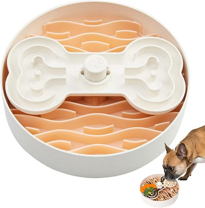 Puzzle Feeder Slow Feeder Bowl - Dog Food Puzzle for Dry, Wet, Raw Food - Large Dogs, Pink