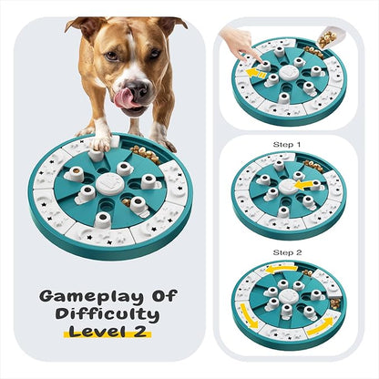 KADTC 2 Levels of Step-by-Step Challenge,Large Size,Beginner to Advanced Dog Puzzle Toys,3 Ways to Play,U.S. Brand & Design Treat Puzzles for Dogs Mental Stimulation Enrichment Food Slow Feeder Toy