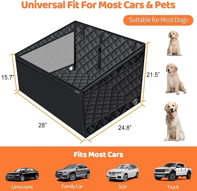 URPOWER Hard Bottom Dog Car Seat for Large Medium Dogs, Dog Back Seat Extender with 3-Sided Hard Boards, Waterproof Pet Backseat Cover Dogs Hammock for Large Cars, Trucks and SUVs, Holds up to 200 lbs