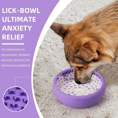 Dog Lick Bowl, Bestalk Anxiety Relief Lick Mat for Dogs, Non-Slip Freeze Licking Bowl Enrichment Puzzle Feeder for Distraction, BPA Free Silicone, Dishwasher Safe(Purple,L)