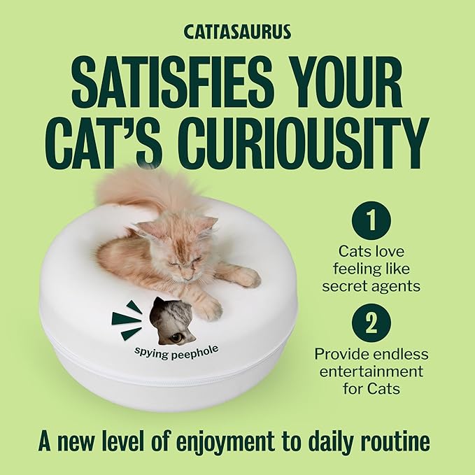 Cattasaurus Peekaboo Cat Cave Donut for Multiple & Large Cats up to 30-45 lbs, 3-in-1 Self Warming Cat Bed, Tunnel & Scratcher for Indoor Cats, Washable & Detachable Small Dog Bed (White, Large)