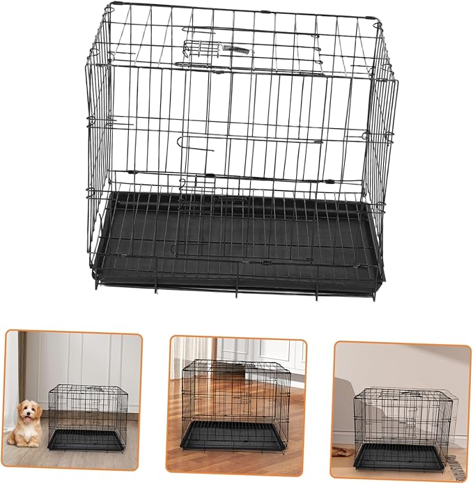 POPETPOP Portable Pet Carrier with Divider Panel Lightweight Wire Cage for Small Medium Dogs for Indoor Outdoor Travel Breathable Design