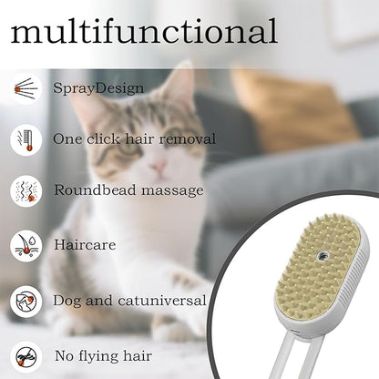 Cat Steam Brushes For Indoor Cats 4-In-1 Pet Steam Brush For Cats And Dogs, Comb, Massage, Cleaning, Shedding & Combing All In One Misting Cat Brush For All Long-Haired And Short-Haired Pets (White)