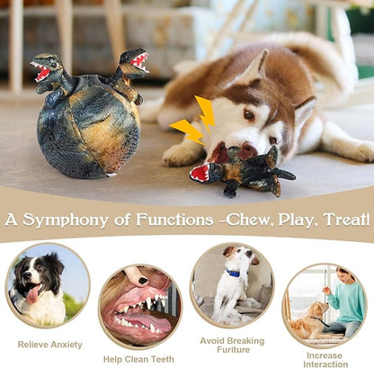 IFOYO Squeaky Dog Toys, Dinosaur Puppy Toys, Plush Interactive Dog Toys for Small Medium Dogs, Enrichment Hide and Seek Dog Toy