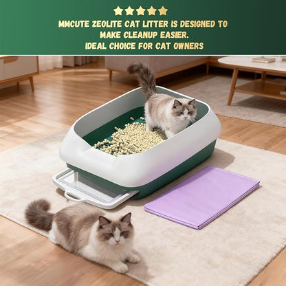IMMCUTE Zeolite Litter Pellets, 9lb Bag Lasts 60 Days, Odor Control Cat Litter Pellets with Extra 10 Ct Pee Pads, Non Clumping Cat Litter, Low-Tracking, Unscented