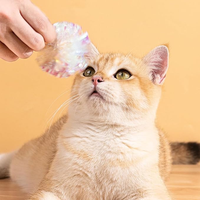 Andiker 20PCS Cat Crinkle Balls, 2.16 Inches Cat Balls with Polyester Film Thick Crinkle Paper Sturdy Interactive Cat Toys for Indoor Cats Reducing Boredom and Keep Fit for Cats and Kitten (White)