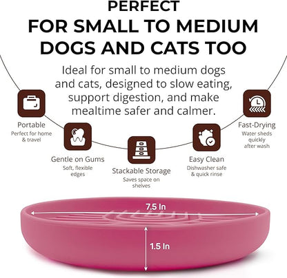 Slow Feeder Dog Bowls, Dishwasher Safe, Non-Slip Base, BPA-Free Slow Eating Dog Bowl (Blush, 1-Pack)