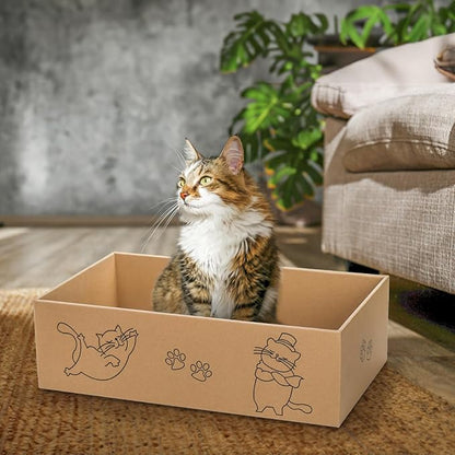 Nicunom 5 Packs in 1 Cat Scratcher with Box, Large Cat Scratching Boards Cardboard Box Reversible Cat Scratch Pads for Indoor Cats, Cat Scratch Cardboard for Rest and Play
