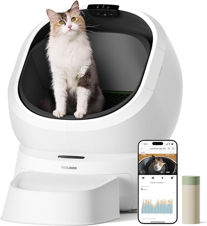PETLIBRO Luma Automatic Cat Litter Box AI-Camera Waste Analysis, Auto Odor-Control Self Cleaning Cat Litter Box with Multi-Cats Recognition, Smart App Usage Tracking, Safety Sensors and Large Open Top