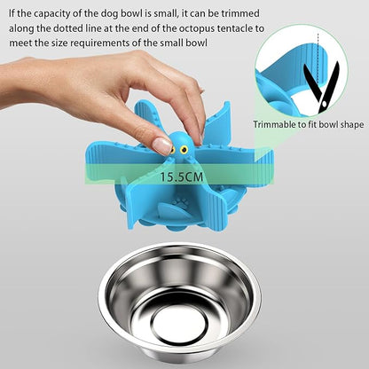 Slow Feeder Insert for Dog Bowl,Silicone Pet Food Slow Feeder(Cuttable),with Suction Cups for Large Breed and Medium Small Size Compatible with Regular Elevated Metal Glass Bowl