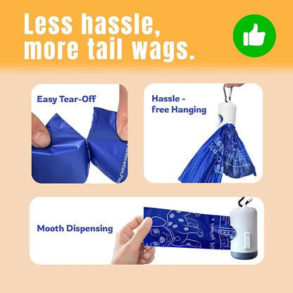 Compostable Dog Poop Bags BPI Certified Biodegradable Pet Waste Bags Leak-Proof Thickened and Opaque Eco Design (7 rolls & a dispenser)