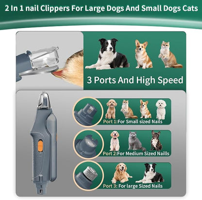 2-in-1 Cat Nail Clippers & Dog Nail Clippers Trimmers for Large Medium Small Dogs Cats Claw Trimmer Quick Sensor and Safety Guard USB Rechargeable with 2 LED Lights Dogs Nail Trimmer