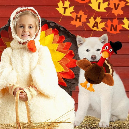 Thanksgiving Dog Toys, Turkey Squeaky Dog Toys with Cotton Rope and Crinkle, Thanksgiving Dog Gifts for Small Medium and Large Dogs