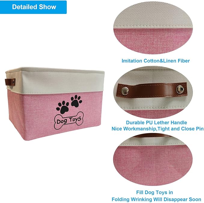 Dog Toy Basket Collapsible Dog Toy Box with Handles Foldable Dog Toy Bin for Pet Toys,Accessories