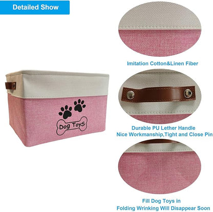 Dog Toy Basket Collapsible Dog Toy Box with Handles Foldable Dog Toy Bin for Pet Toys,Accessories