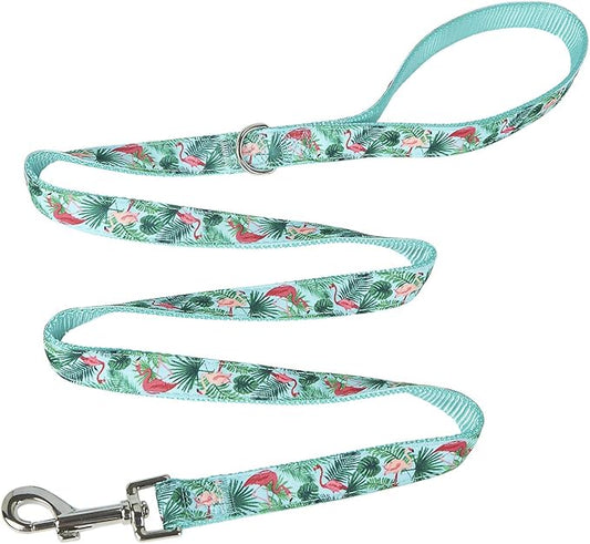 Flamingo Print Dog Leash - 5 Feet Durable Nylon Leash for Samll& Medium Dodgs, Lightweight Walking Leash (S，Flamingo)