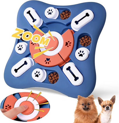 PAWSPIK Interactive Dog Puzzle Toy – Treat Dispensing Slow Feeder for Dogs, Mental Enrichment Toy with Squeaker & 16 Compartments – Durable, Non-Slip, Dishwasher Safe – Light Blue (Orange and Blue)