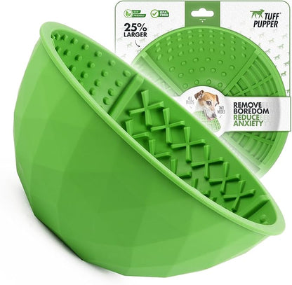 Tuff Pupper XL Dog Lick Bowl | Thick Silicone Lick Mat | Long Lasting 4 Texture | Large Slow Feeder Bowl | Calms Anxiety & Boredom | Stable & Wobble Mode | Easy Clean Dishwasher Safe | NOT for Chewing