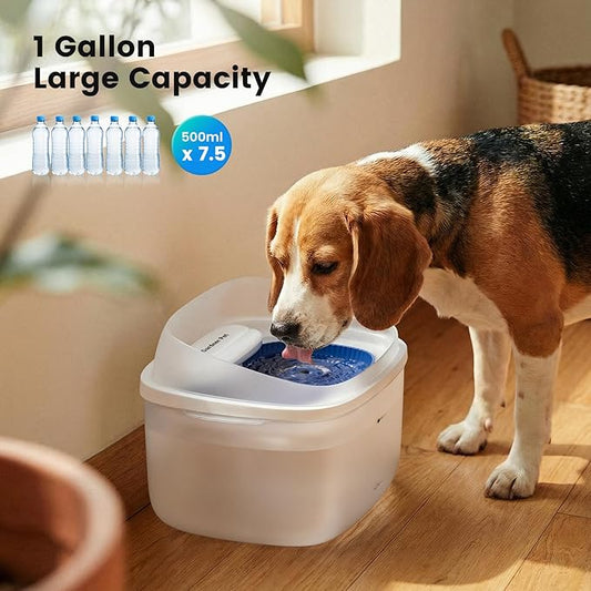 Gardner Pet 1 Gallon Pet Water Fountain, Vortex Dog Water Dispenser, Ultra Quiet Automatic Cat Fountain with Filter, Splash-Proof, Easy to Clean,Without Adapter(UV,White)