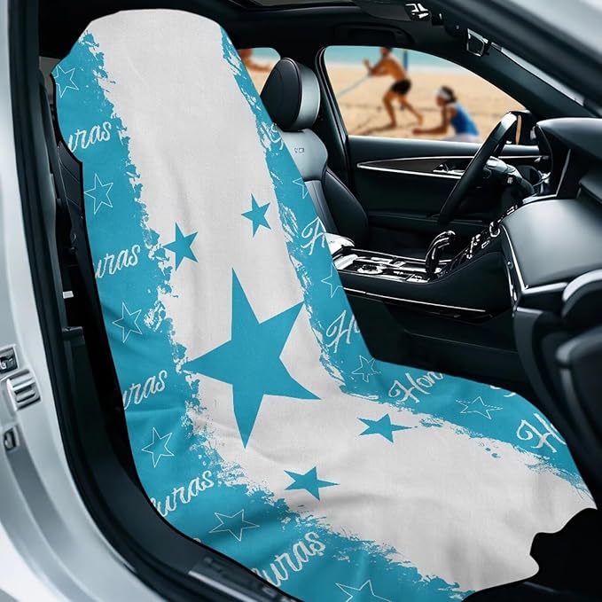 SEANATIVE Flag of Honduras Car Towel Seat Covers, Washable Seat Protector, One Towel Cushion Cover, Fit Beach Swimming Outdoor Sports, Universal Fit Most Cars Trucks SUVs