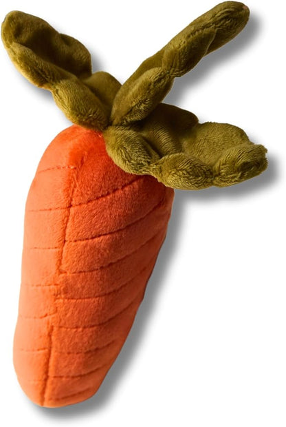 7" Squeaky Plush Toy for Puppies Small Dogs Self Etertainment Washable Soft Made [PET ONLY] (Carrot)