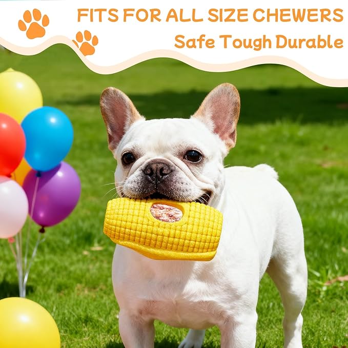 Interactive Dog Toys for Aggressive Chewers, Indestructible Dog Toy to Keep Them Busy, Corn-Shaped Durable Dog Chew Toys for Large & Medium Breeds, Frozen Treat Holder for Anxiety Relief & Dental Care