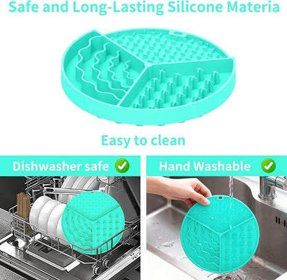 Silicone Slow Feeder Dog & Cat Bowl | Puzzle Cat Feeder for Slow Eating, Non-Slip Fun Pattern, Mental Enrichment, Digestion & Bloat Relief | Interactive Pet Enrichment Bowl, Prevents overeating(Green)