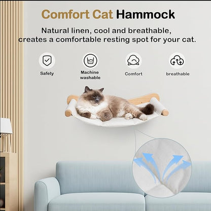 Heavy Duty Wooden Wall Mounted Cat Hammock - 21 * 18 in for Extra Large Indoor Cats 30 Lbs