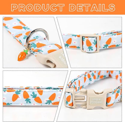 Unique style paws Dog Collar Plastic Buckle with Pendant Puppy Collar for Easter Flower Carrot for Small Medium Large Boys Girls Dogs