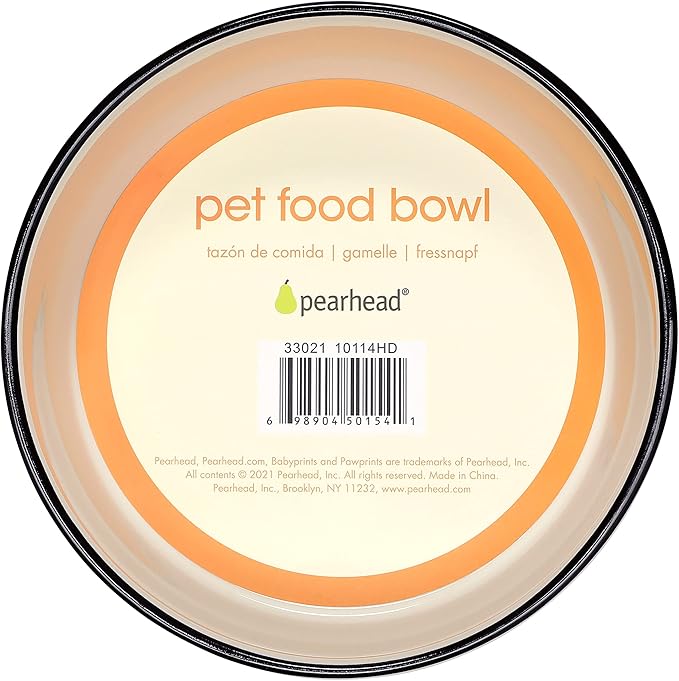Pearhead Ceramic Dog Bowl Extra Large 8 Cup – Puppy Faces Pattern, Durable Heavyweight Pet Food & Water Bowl, Neutral Modern Design, XL 64 oz