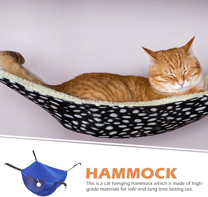Cat Cage Hammock Bed Breathable Mesh Hanging Small Pet Bed Comfortable Kitten Nest Summer Washable Blue M for Indoor Cats