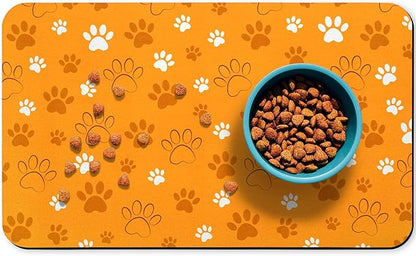 Dog Food Mat, Absorbent Water Bowl Mats Cat Pet Feeding Placemats Orange 16 * 24 inch