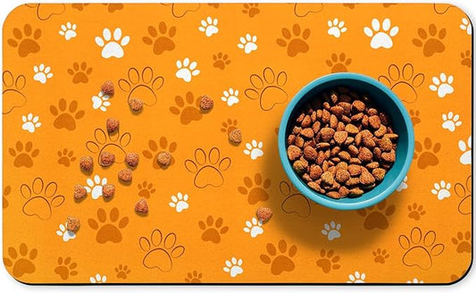 Dog Food Mat, Absorbent Water Bowl Mats Cat Pet Feeding Placemats Orange 16 * 24 inch