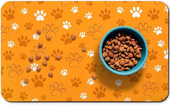 Dog Food Mat, Absorbent Water Bowl Mats Cat Pet Feeding Placemats Orange 24 * 32 inch