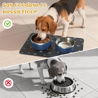 Dog Food Mat, Diatom Ooze Cat Water Mats Non Slip for Floors Waterproof and Water Absorption, Easy to Clean-Dog Paw (15.5" H*23.5" L)