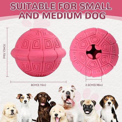 Squeaky Turtle Dog Toy, Treat Dispensing Rubber Ball, Bite Resistant Plush Chew Toy, Interactive Tug & Fetch Enrichment Toy for Medium & Small Breeds, Safe & Engaging for Puppies (Purple)