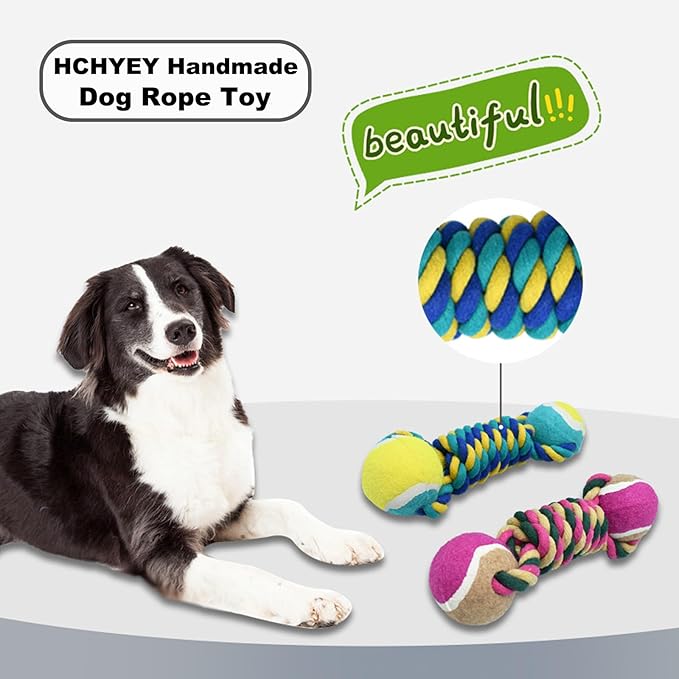 Dog Rope Toy, Dogs Toy with Tennis Balls for Aggressive Chewers - Interactive Pet Tug Rope Ball for Training & Promoting Relationship, Pets Chew Toy for Small, Medium, Large Dogs (Red)