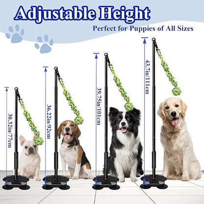 Indoor Suction Cup Dog Toy with 3 Ropes - Adjustable Height Tug Toy for Small to Large Dogs, Interactive Boredom Relief for Solo Play on Tile Floors