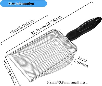 itPlus Cat Litter Scoop, Stainless Steel Cats Sturdy Mesh Scooper Kitty Litter Scoop Long Handle Scooper Shovel Sifter for All Litter Types Metal Cat Scooper for Litter Box
