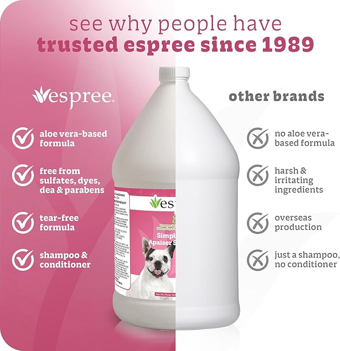 Espree Simple Soothe Shampoo & Conditioner with Baking Soda, Soothing Shampoo for Dogs, Jojoba Oil Formula, Nourishing Dog Conditioner, Puppy Essentials, Gallon