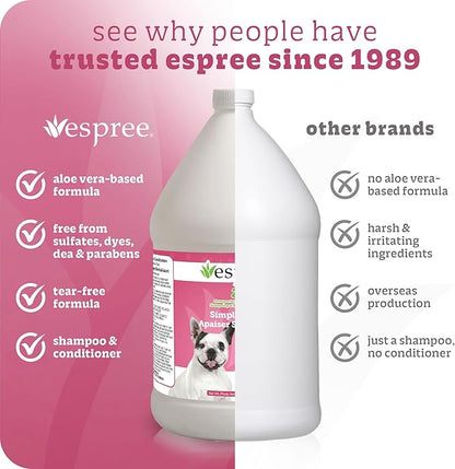 Espree Simple Soothe Shampoo & Conditioner with Baking Soda, Soothing Shampoo for Dogs, Jojoba Oil Formula, Nourishing Dog Conditioner, Puppy Essentials, Gallon