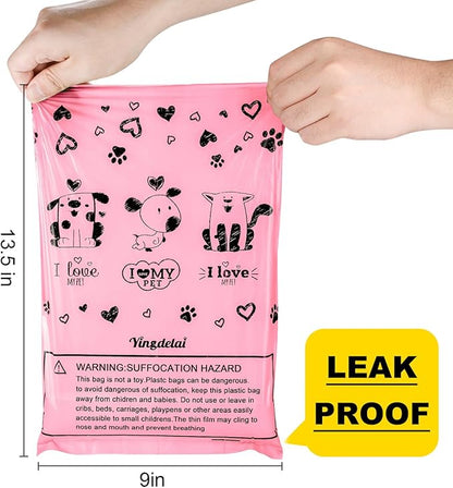 Dog Poop Bag Rolls Pink: 540 Count Dog Waste Bags with Dispenser, Extra Thick Strong Leak proof Poop Bags for Dogs Doggy | Unscented